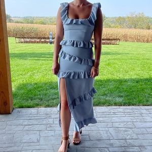 Show Me Your MuMu Greta Ruffle Dress - Steel Blue - Size S